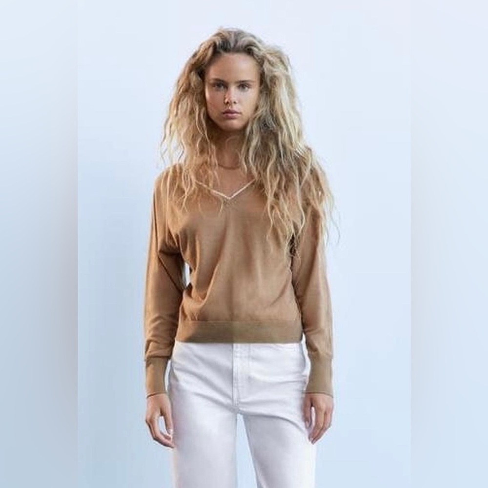 Zara sweater, lace around the v-neck area, size Small